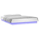 RAMA ŁÓŻKA Z LED BIAŁA 140X190CM LITE DREWNO