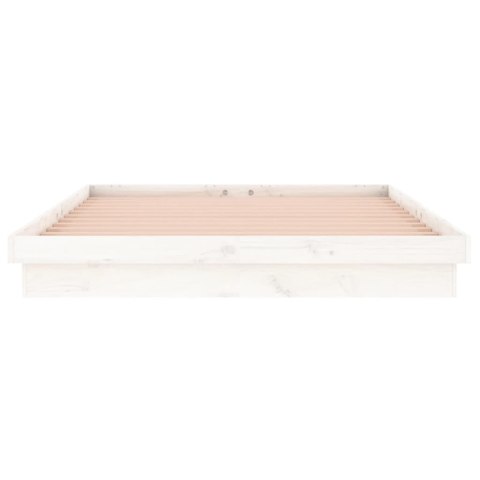 RAMA ŁÓŻKA Z LED BIAŁA 140X190CM LITE DREWNO