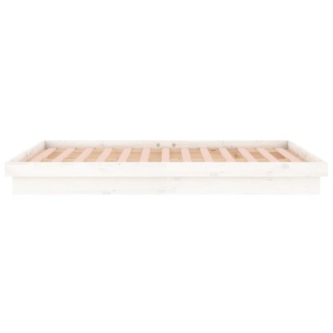 RAMA ŁÓŻKA Z LED BIAŁA 140X190CM LITE DREWNO