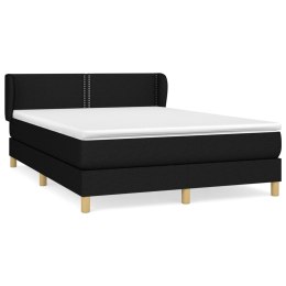 ŁÓŻKO KONTYNENTALNE Z MATERACEM, CZARNE, TKANINA 140X200 CM