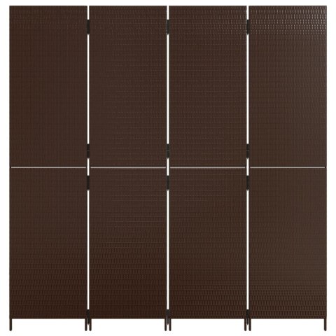 PARAWAN 4-PANELOWY BRĄZOWY POLIRATTAN