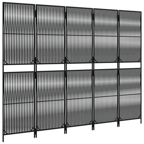 PARAWAN POKOJOWY 5-PANELOWY CZARNY POLIRATTAN