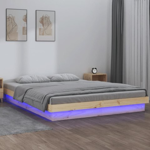 RAMA ŁÓŻKA Z LED 140X190CM LITE DREWNO