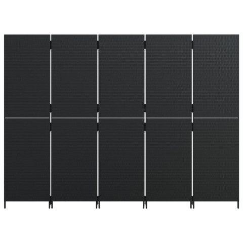 PARAWAN POKOJOWY 5-PANELOWY CZARNY POLIRATTAN