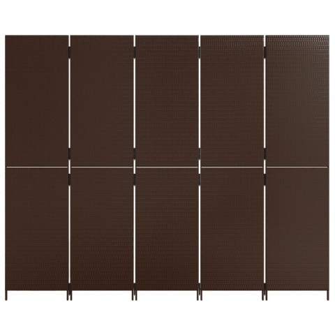 PARAWAN POKOJOWY 5-PANELOWY BRĄZOWY POLIRATTAN