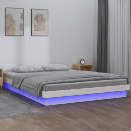 RAMA ŁÓŻKA Z LED BIAŁA 120X200CM LITE DREWNO