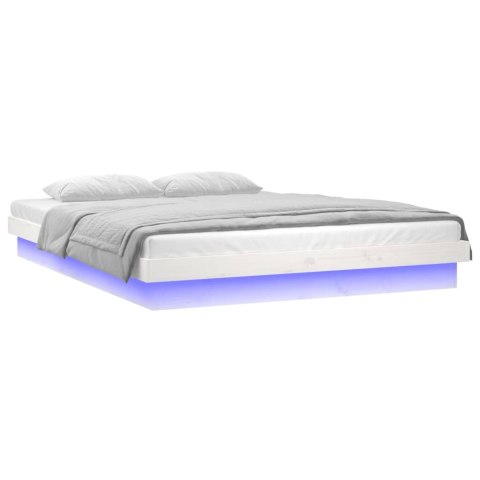 RAMA ŁÓŻKA Z LED BIAŁA 120X200CM LITE DREWNO