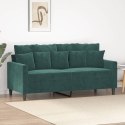 SOFA 2-OSOBOWA CIEMNOZIELONA 140CM TAPICEROWANA AKSAMITEM