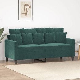 SOFA 2-OSOBOWA CIEMNOZIELONA 140CM TAPICEROWANA AKSAMITEM