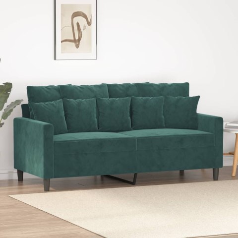 SOFA 2-OSOBOWA CIEMNOZIELONA 140CM TAPICEROWANA AKSAMITEM