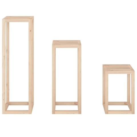 3-CZĘŚCIOWY ZESTAW STOJAKÓW NA KWIATY LITE DREWNO SOSNOWE