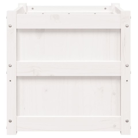 DONICA OGRODOWA BIAŁA 50X50X50CM LITE DREWNO SOSNOWE