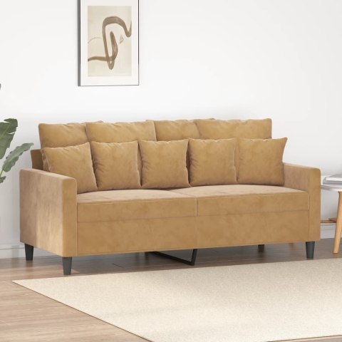 SOFA 2-OSOBOWA BRĄZOWA 140CM TAPICEROWANA AKSAMITEM