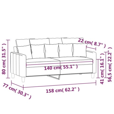 SOFA 2-OSOBOWA BRĄZOWA 140CM TAPICEROWANA AKSAMITEM