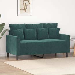 SOFA 2-OSOBOWA CIEMNOZIELONA 120CM TAPICEROWANA AKSAMITEM