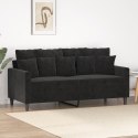 SOFA 2-OSOBOWA CZARNA 140CM TAPICEROWANA AKSAMITEM