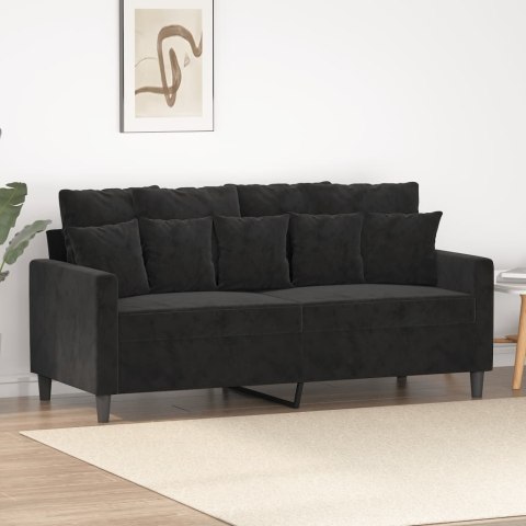 SOFA 2-OSOBOWA CZARNA 140CM TAPICEROWANA AKSAMITEM