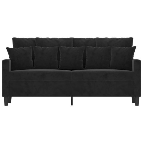 SOFA 2-OSOBOWA CZARNA 140CM TAPICEROWANA AKSAMITEM