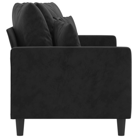 SOFA 2-OSOBOWA CZARNA 140CM TAPICEROWANA AKSAMITEM