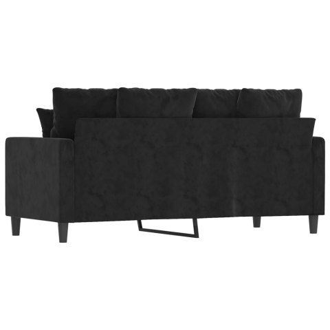 SOFA 2-OSOBOWA CZARNA 140CM TAPICEROWANA AKSAMITEM