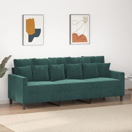 SOFA 3-OSOBOWA CIEMNOZIELONY 180CM OBITA AKSAMITEM