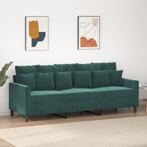 SOFA 3-OSOBOWA CIEMNOZIELONY 180CM OBITA AKSAMITEM