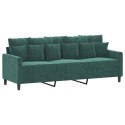 SOFA 3-OSOBOWA CIEMNOZIELONY 180CM OBITA AKSAMITEM