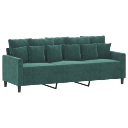SOFA 3-OSOBOWA CIEMNOZIELONY 180CM OBITA AKSAMITEM