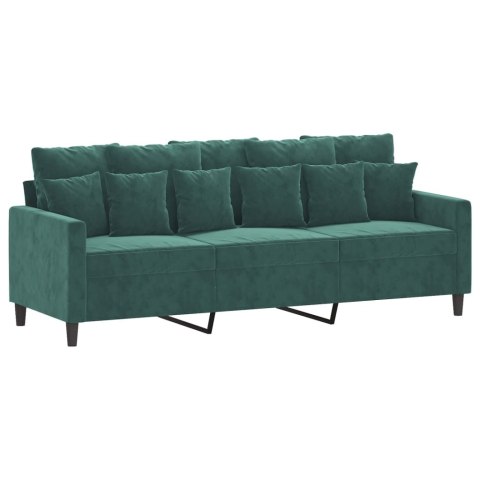 SOFA 3-OSOBOWA CIEMNOZIELONY 180CM OBITA AKSAMITEM