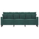 SOFA 3-OSOBOWA CIEMNOZIELONY 180CM OBITA AKSAMITEM