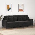 SOFA 3-OSOBOWA CZARNY 180CM TAPICEROWANA AKSAMITEM