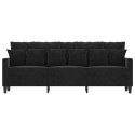 SOFA 3-OSOBOWA CZARNY 180CM TAPICEROWANA AKSAMITEM