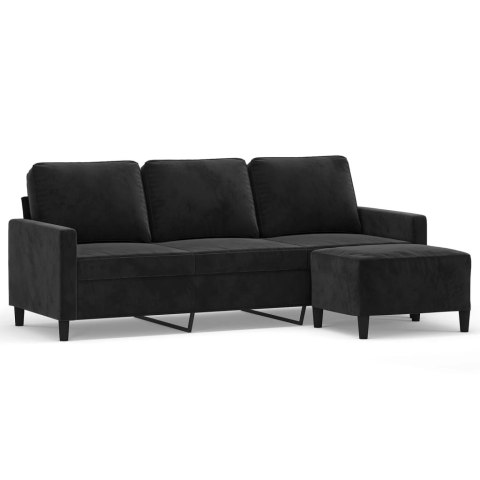 3-OSOBOWA SOFA Z PODNÓŻKIEM CZARNA 180CM AKSAMIT