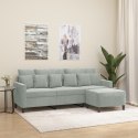 3-OSOBOWA SOFA Z PODNÓŻKIEM JASNOSZARA 180CM AKSAMIT