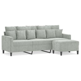3-OSOBOWA SOFA Z PODNÓŻKIEM JASNOSZARA 180CM AKSAMIT