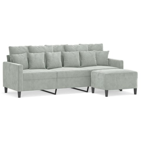 3-OSOBOWA SOFA Z PODNÓŻKIEM JASNOSZARA 180CM AKSAMIT