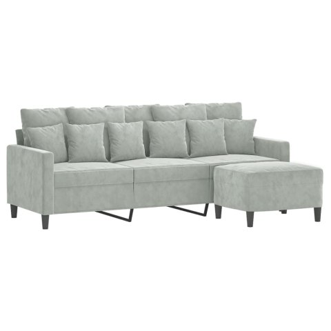 3-OSOBOWA SOFA Z PODNÓŻKIEM JASNOSZARA 180CM AKSAMIT