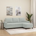 3-OSOBOWA SOFA Z PODNÓŻKIEM JASNOSZARA 180CM AKSAMIT