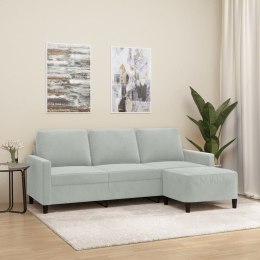 3-OSOBOWA SOFA Z PODNÓŻKIEM JASNOSZARA 180CM AKSAMIT