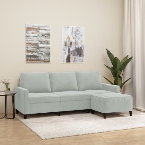 3-OSOBOWA SOFA Z PODNÓŻKIEM JASNOSZARA 180CM AKSAMIT