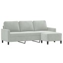 3-OSOBOWA SOFA Z PODNÓŻKIEM JASNOSZARA 180CM AKSAMIT