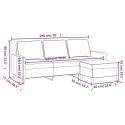 3-OSOBOWA SOFA Z PODNÓŻKIEM JASNOSZARA 180CM AKSAMIT