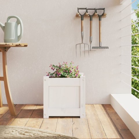 DONICA OGRODOWA BIAŁA 31X31X31CM LITE DREWNO SOSNOWE