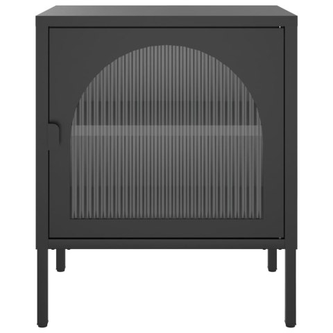 SZAFKA NOCNA CZARNA 50X35X60CM SZKŁO I STAL