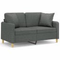 2-OSOBOWA SOFA Z PODUSZKAMI CIEMNOSZARA 120CM TKANINA
