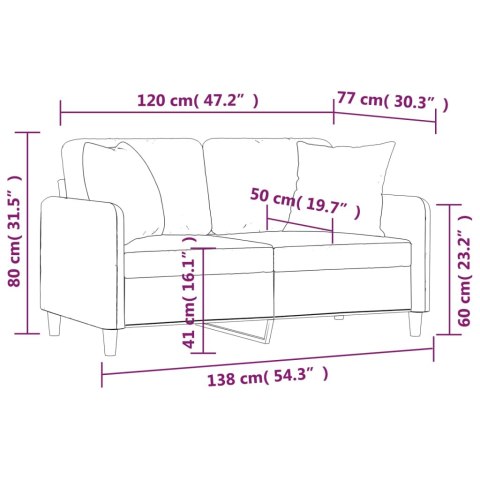 2-OSOBOWA SOFA Z PODUSZKAMI CIEMNOSZARA 120CM TKANINA