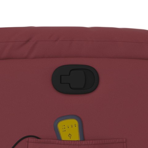 PODNOSZONY FOTEL MASUJĄCY ROZKŁADANY WINNA CZERWIEŃ EKOSKÓRA