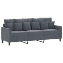 SOFA 3-OSOBOWA CIEMNOSZARA 180CM OBITA AKSAMITEM