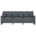 SOFA 3-OSOBOWA CIEMNOSZARA 180CM OBITA AKSAMITEM