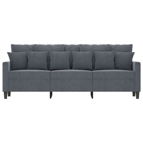 SOFA 3-OSOBOWA CIEMNOSZARA 180CM OBITA AKSAMITEM